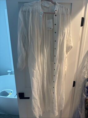 Zimmermann White Long Button-Front Casual Shirt